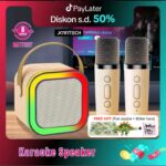 Jovitech 2in1 Karaoke Set Mini Speaker S51 (K12): Portable Dual Mic RGB KTV dengan Suara Bass Tahan Lama