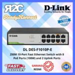 D-Link DES-F1010P-E 250M Data-PoE Switch 10 Port 10/100: 8 Port PoE