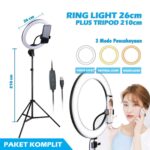 Paket Komplit Ring Light 26cm + Tripod 2,1 Meter untuk Kualitas Konten Profesional