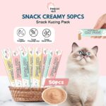 Paket Snack Creamy Kucing 50 Pcs – Makanan Sehat untuk Kucing Kesayangan