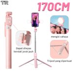 Trbest 170cm Selfie Stick Tripod Tongsis 7 Tombol dengan Remote Bluetooth & Lampu Isi