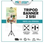 Tripod Banner 2 Sisi Stand Banner Promosi Kokoh Aluminium Alloy Hitam Adjustable Height 225cm X 125cm Praktis Untuk Indoor & Outdoor