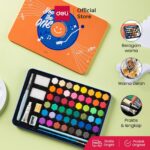 Deli Solid Watercolor Paint: Set Cat Air Padat Warna Cerah dengan Kuas Air Otomatis
