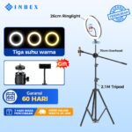 Inbex Ringlight Tripod 2.1m Phone Holder Dengan Arm Horizontal Rod Stand