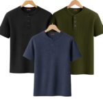 Paket Hemat 3 Kaos Knitwear Waffle Pria | Kancing Krah Sanghay