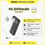 Remax Powerbank Slim Flight Friendly PD+QC 22.5W 10000mAh Digital Display RPP-199