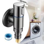 Keran Air Mesin Cuci Otomatis Abu Stainless Steel 304 dengan Fitur Anti Jatuh & Anti Ledakan