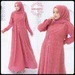 Zulfa Dress Gamis Crinkle Premium Mix Brokat – Free Hijab